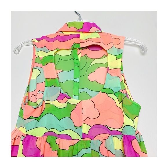 Nanette Lepore Neon Sheer Hi-low Tunic Keyhole Sz S NWOT Barbiecore - Picture 8 of 16